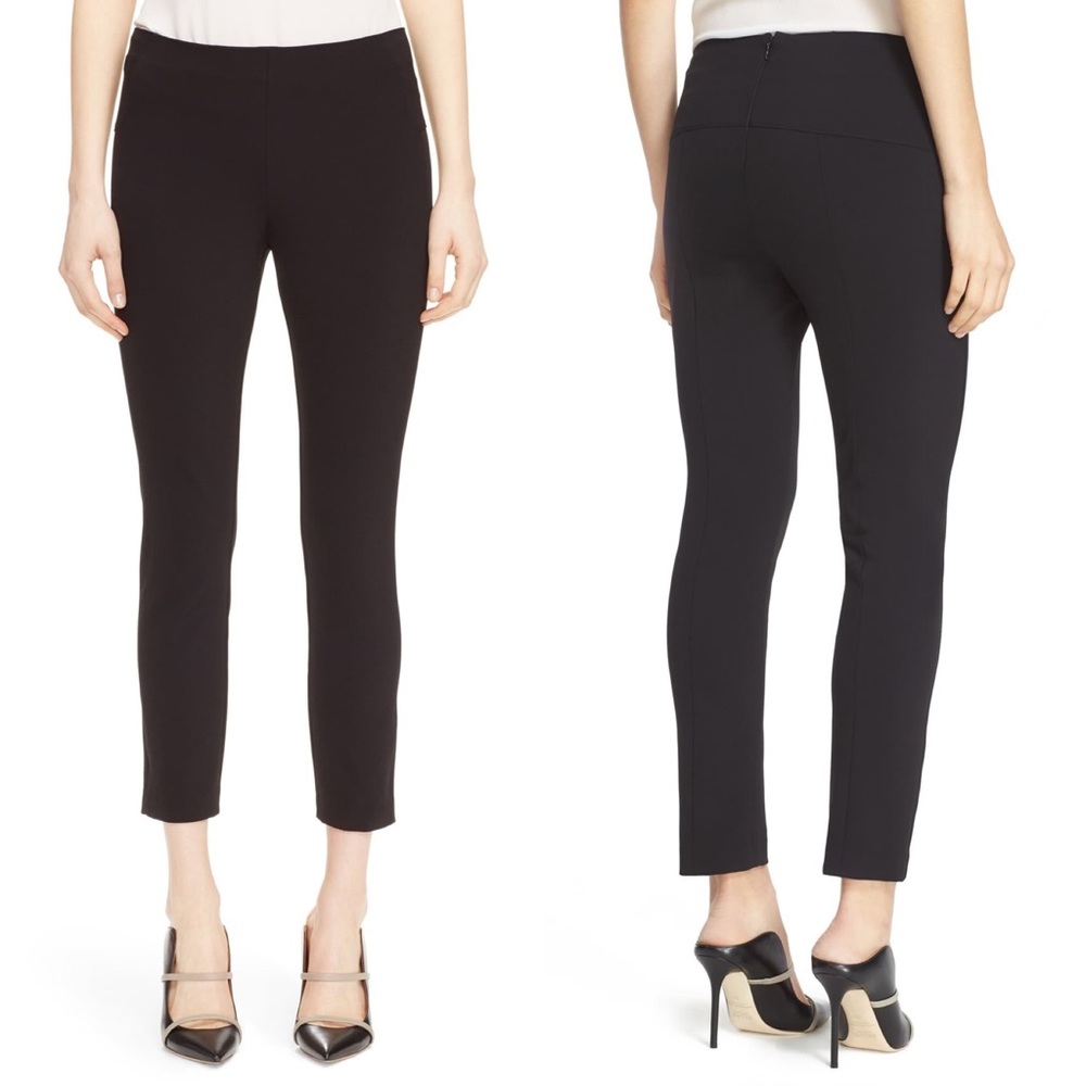 Veronica Beard Black Cropped Slim Ponte Pants